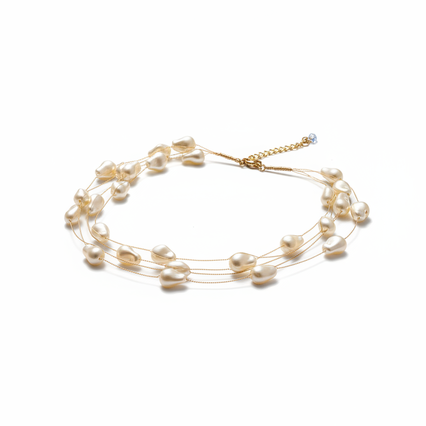 Multi-Strand Pearl Wire Choker — pearl necklace flat lay | THE ARCIVE