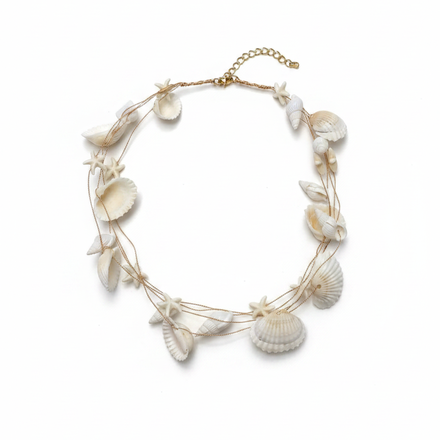 Seashell Gold Wire Choker — shell necklace detail shot | THE ARCIVE