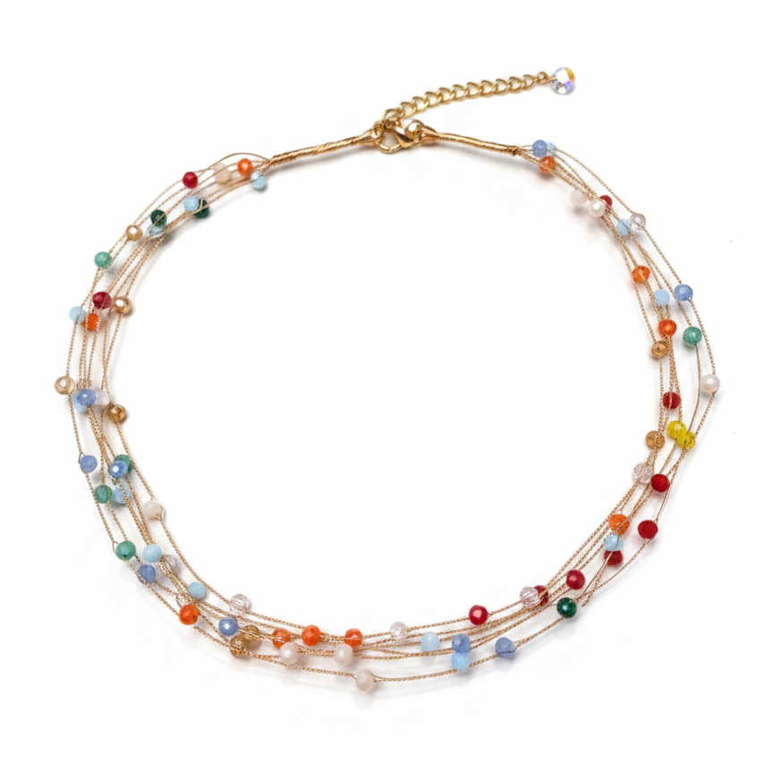 Colorful Bead Wire Choker — vibrant beaded gold wire necklace | THE ARCIVE