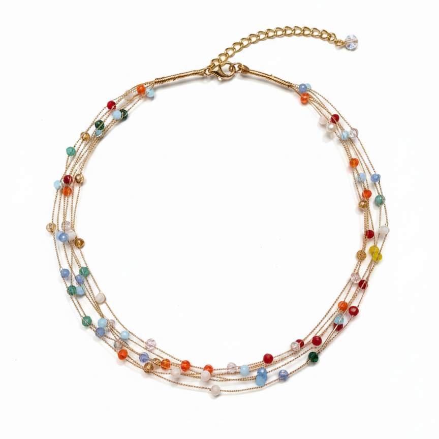 Colorful Bead Wire Choker — vibrant bead necklace detail | THE ARCIVE