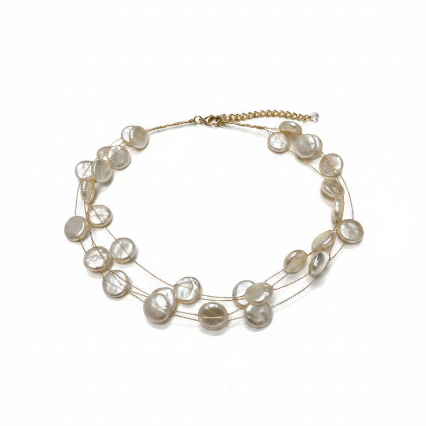 Coin Pearl Multi-Strand Choker — coin pearl choker detail | THE ARCIVE