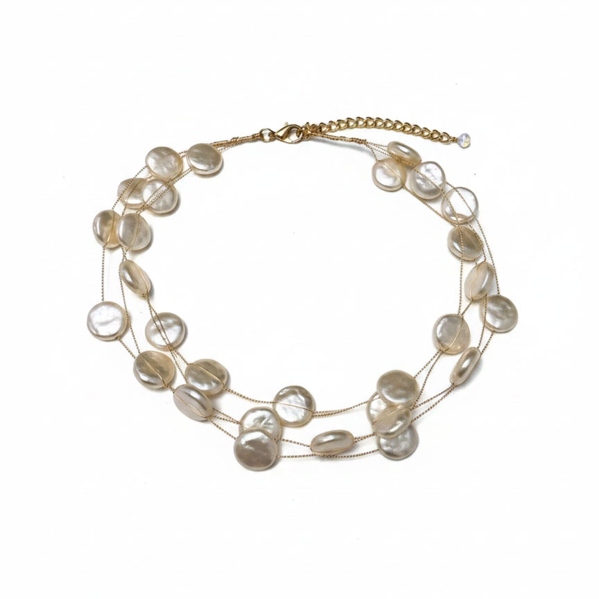 Coin Pearl Multi-Strand Choker — layered pearl gold wire choker | THE ARCIVE