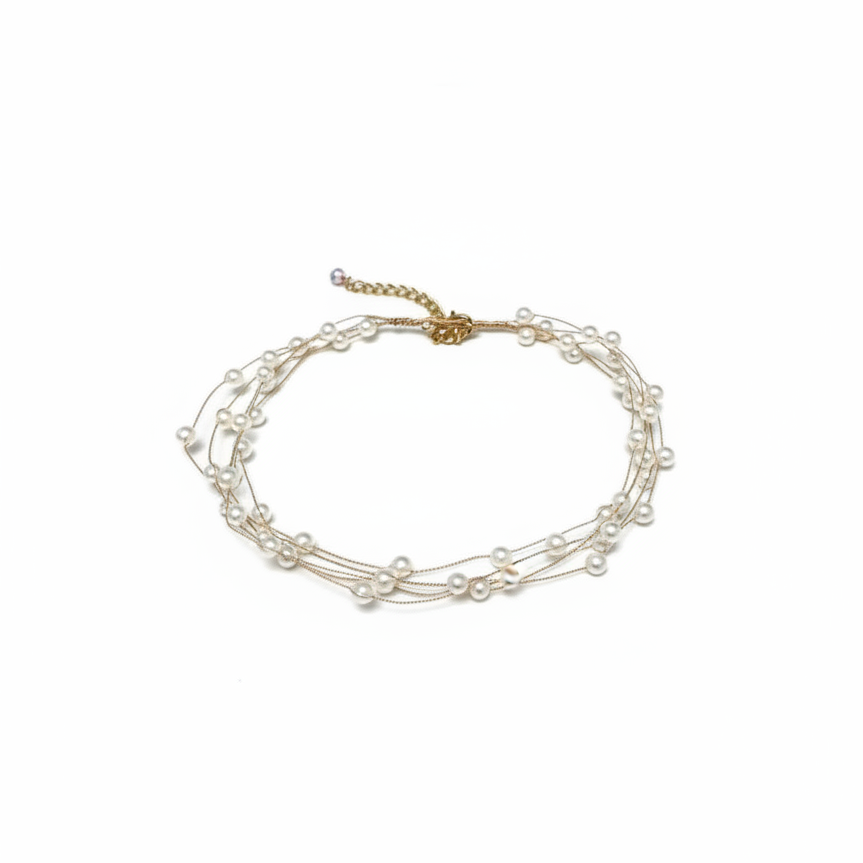 Floating Pearl Wire Choker — floating pearl necklace detail | THE ARCIVE
