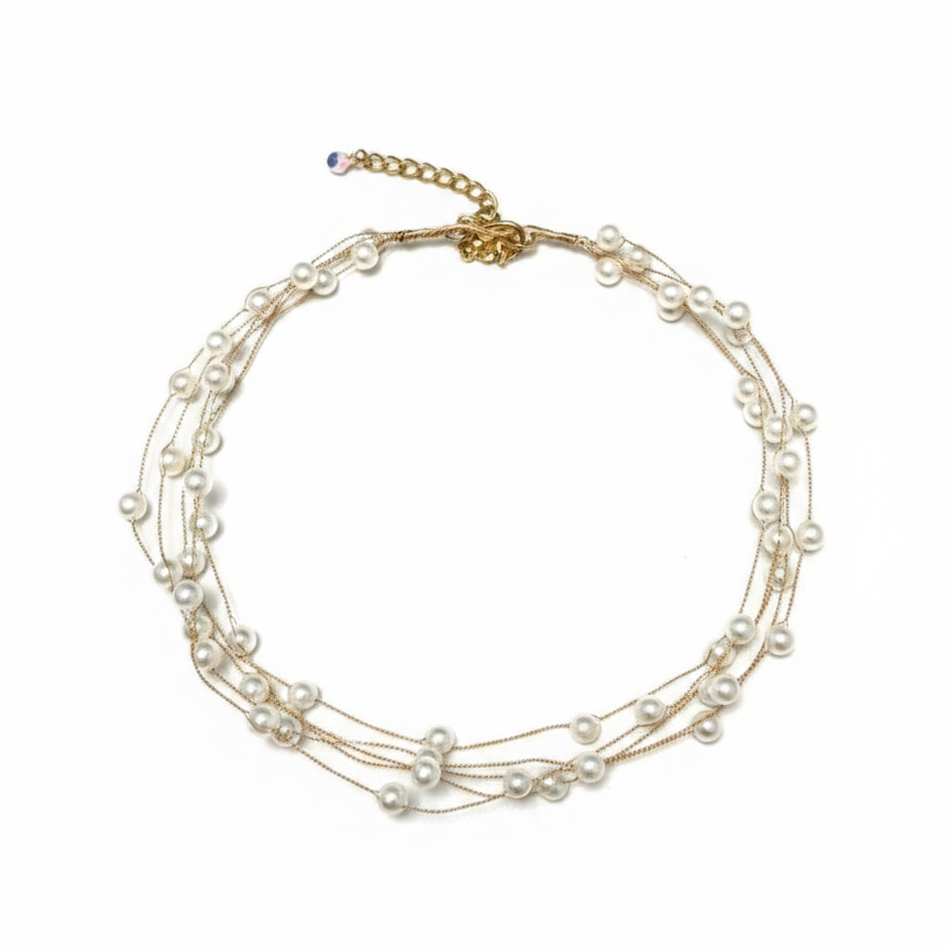 Floating Pearl Wire Choker — delicate floating pearl wire necklace | THE ARCIVE