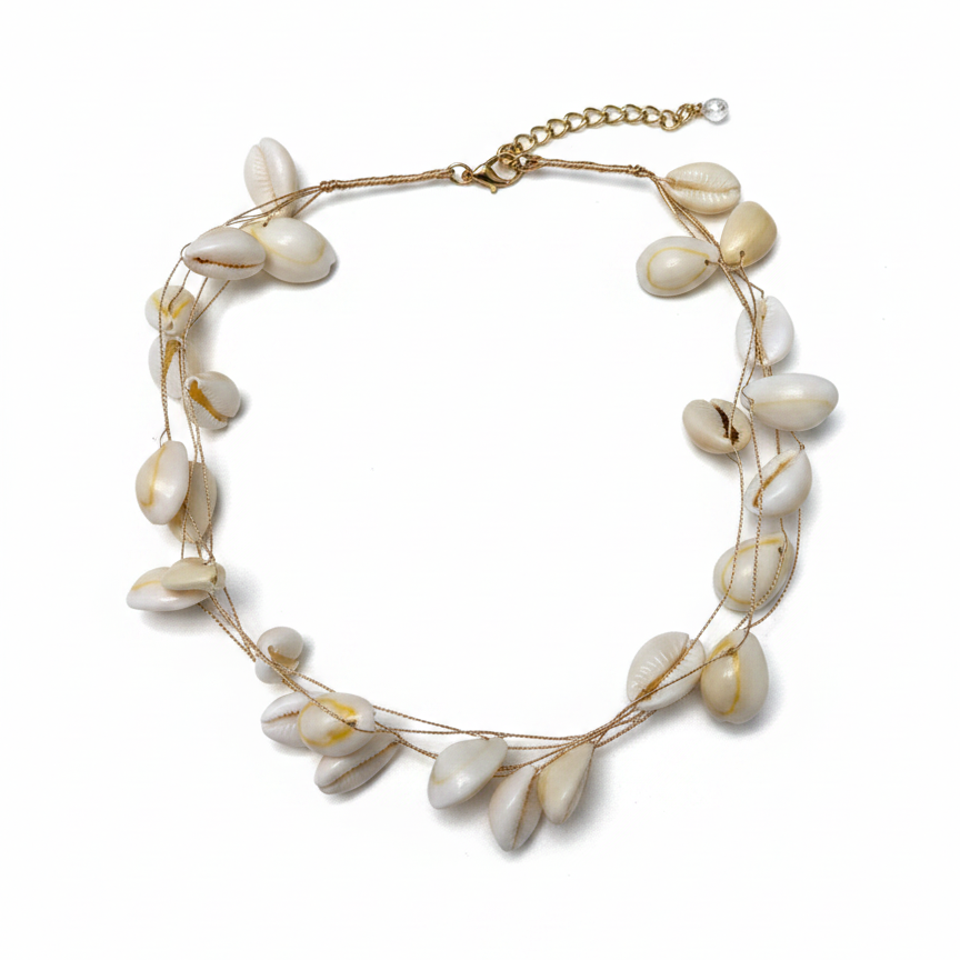 Cowrie Shell Wire Necklace — boho cowrie shell gold necklace | THE ARCIVE