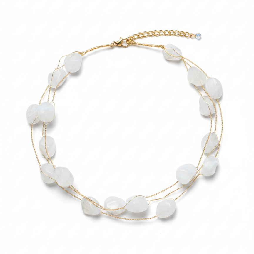 White Pebble Stone Choker — natural pebble stone wire choker | THE ARCIVE