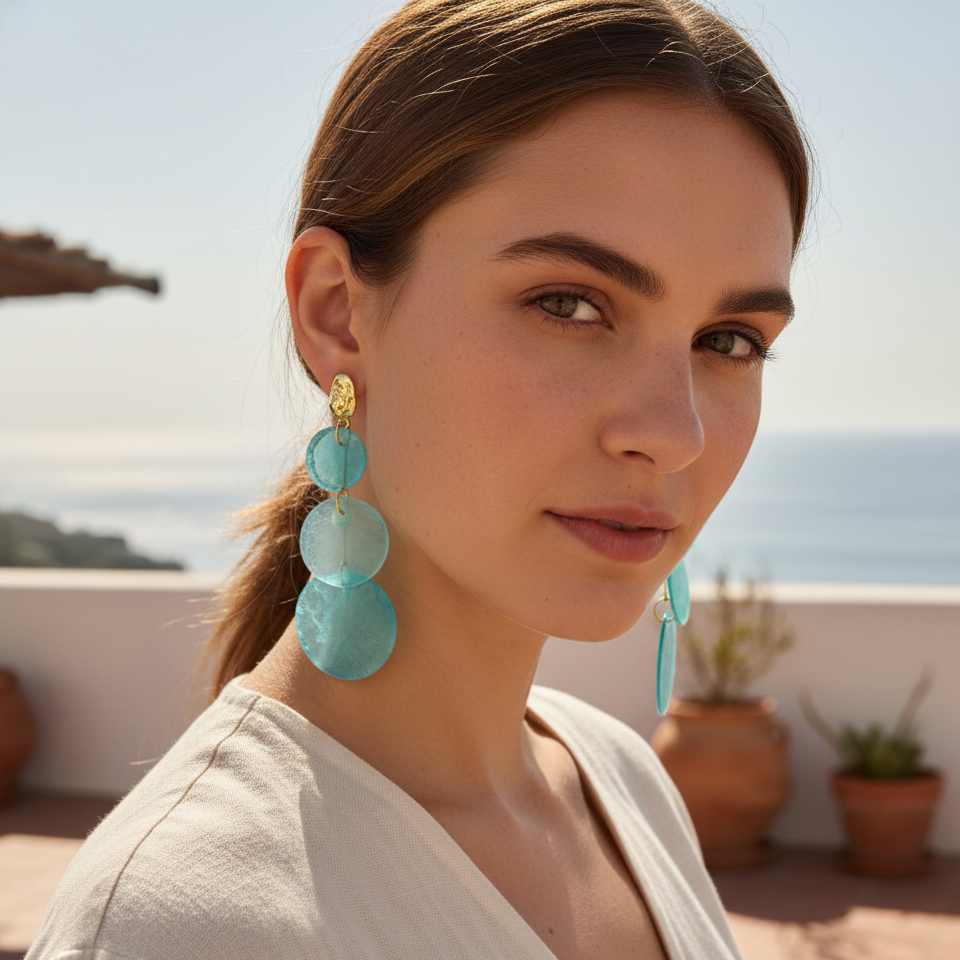 Lagon Drops — teal petal drop earrings detail | THE ARCIVE