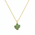 Cactus Charm Necklace — green zircon cactus pendant gold necklace | THE ARCIVE