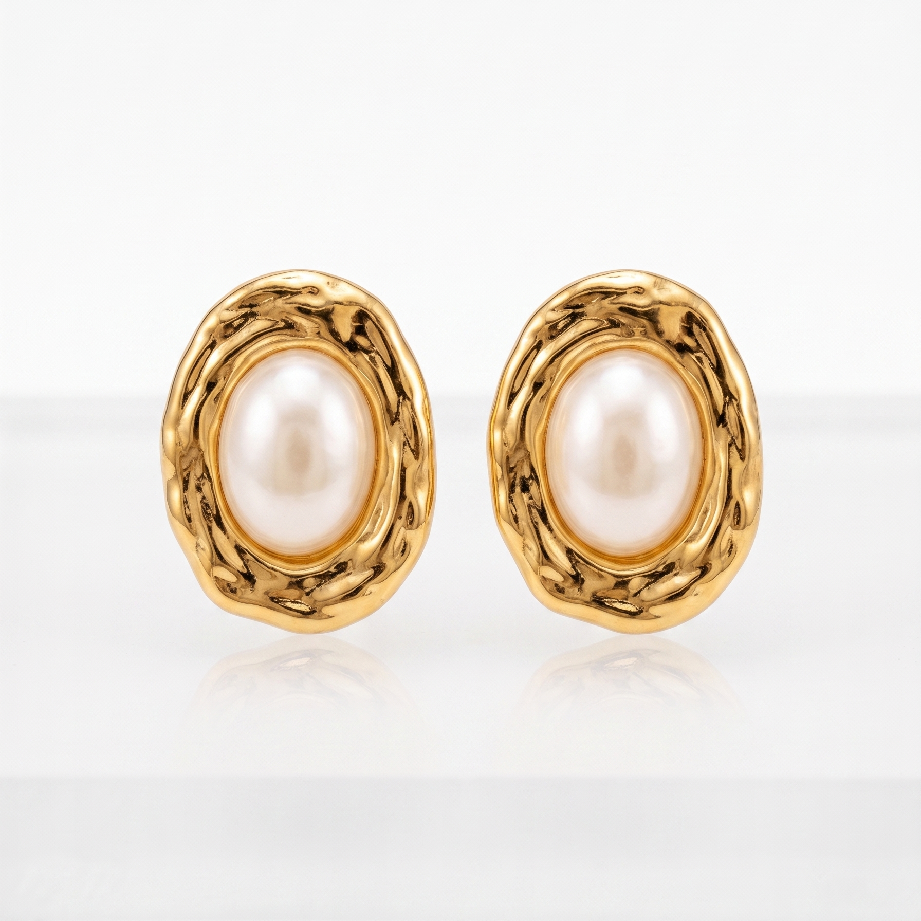Pearl Oval Frame Stud Earrings — freshwater pearl oval frame studs | THE ARCIVE