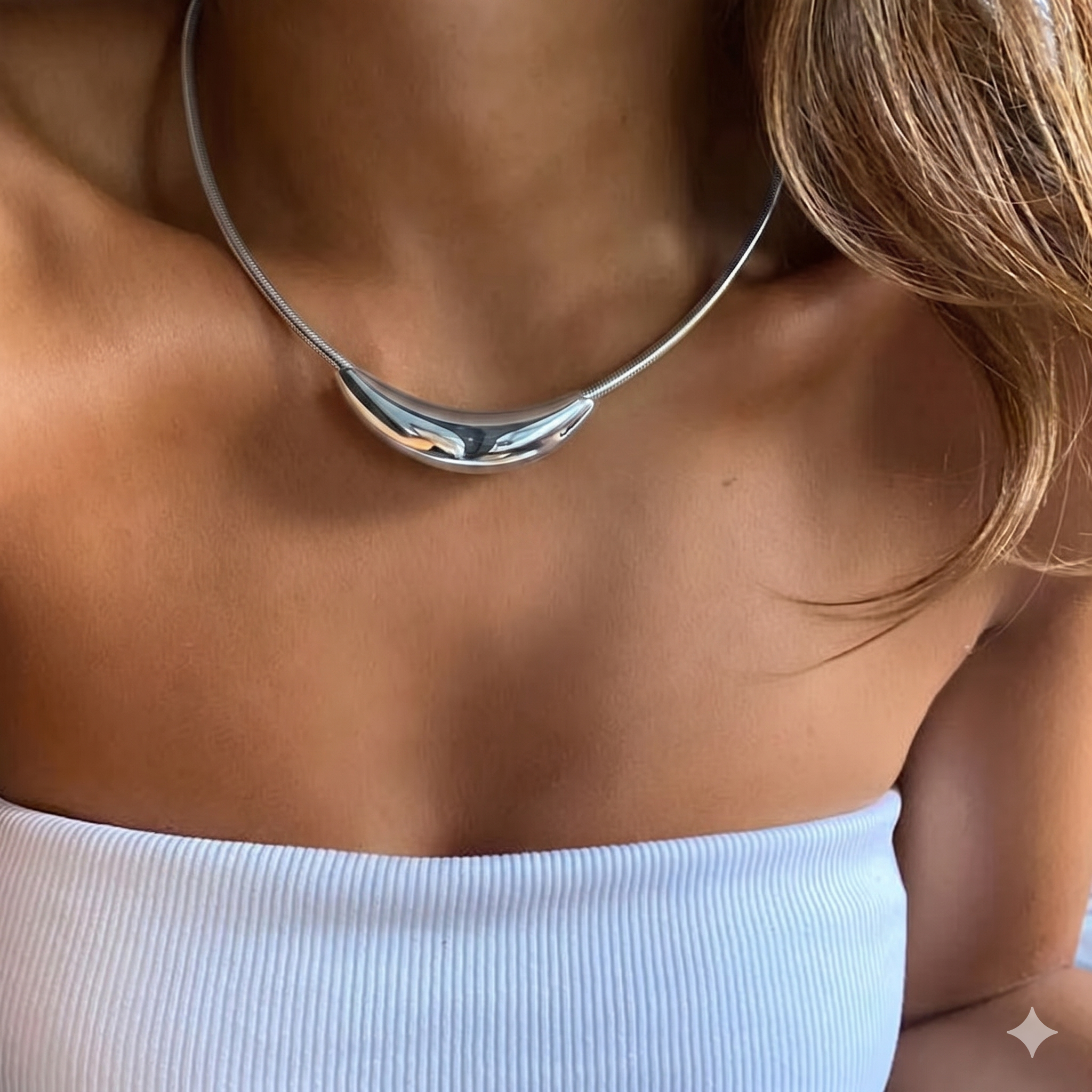 Duo Pendant — layered herringbone chain necklace detail | THE ARCIVE