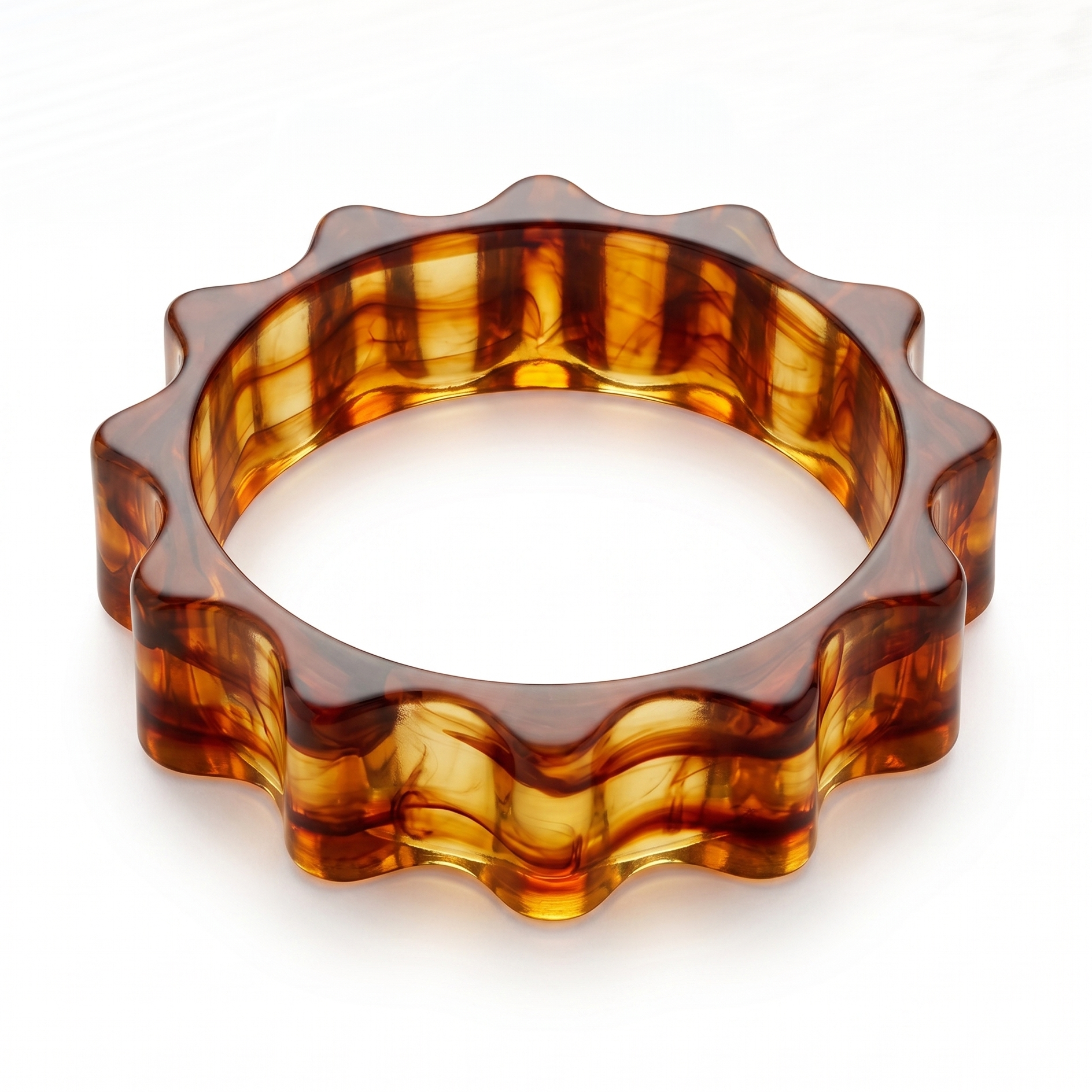 Amber Scallop Statement Bangle — amber resin scallop cuff bracelet | THE ARCIVE