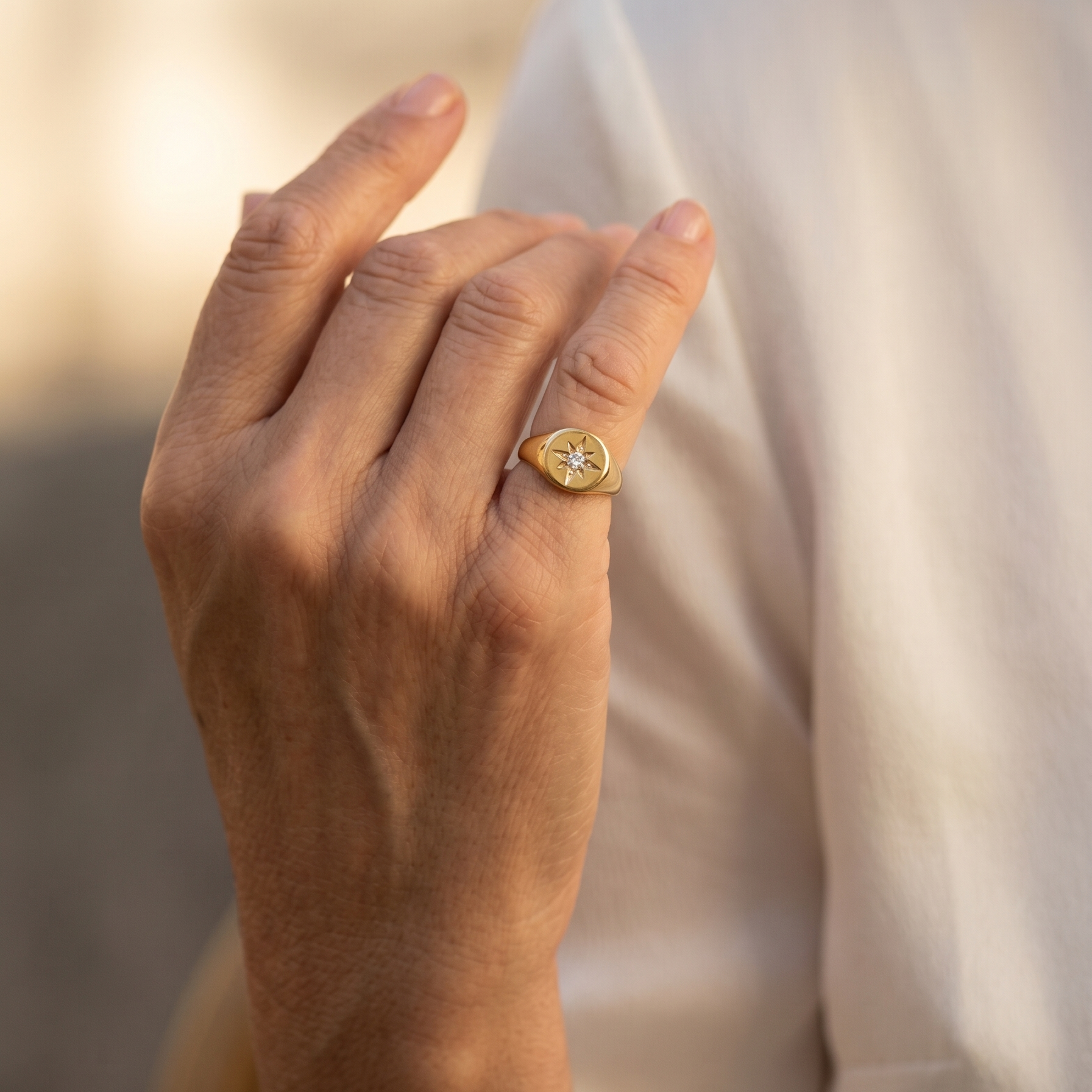 Éclat Star Signet Ring — north star crystal signet detail | THE ARCIVE
