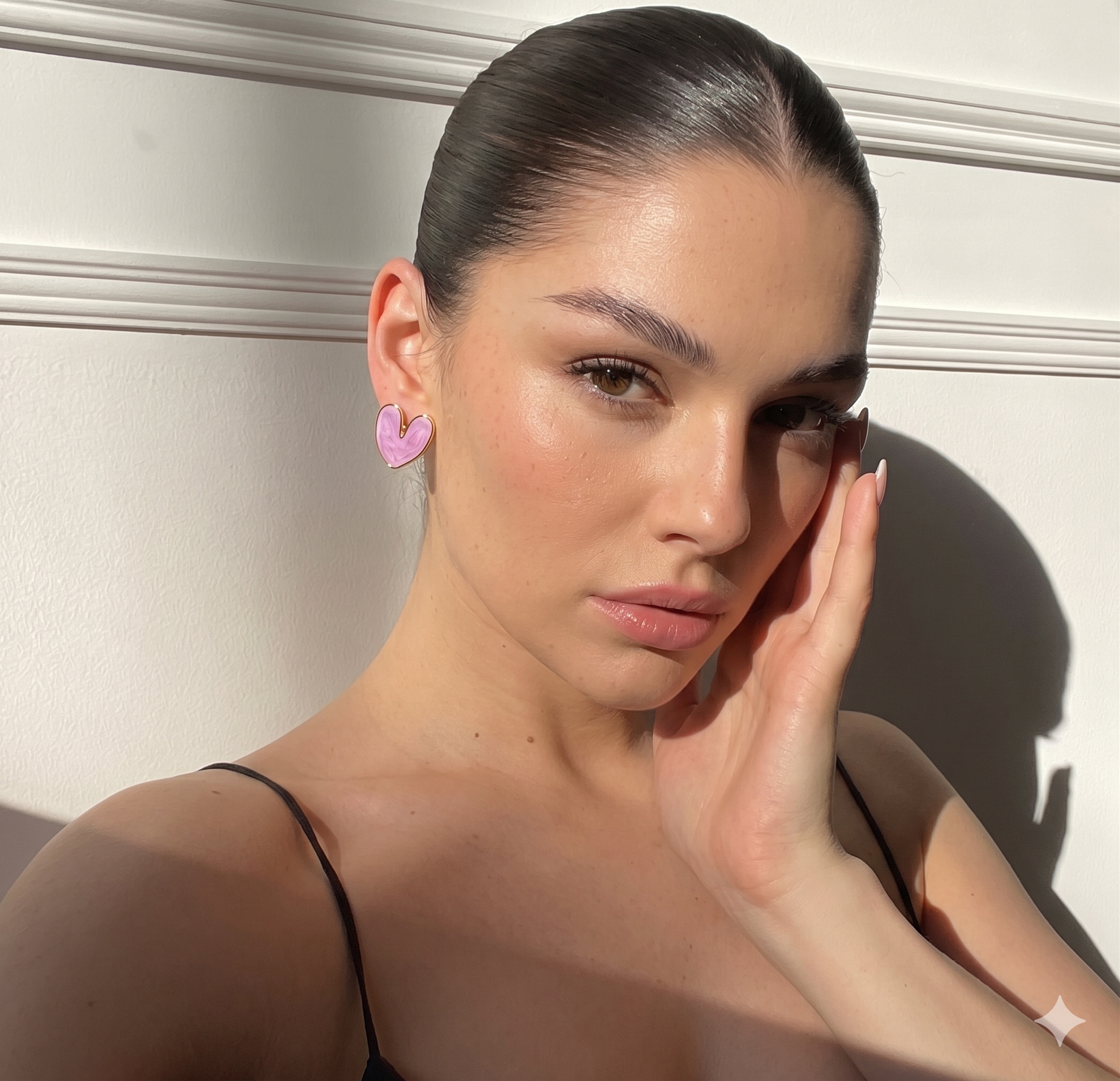 Muse Studs — heart gold stud earrings detail | THE ARCIVE