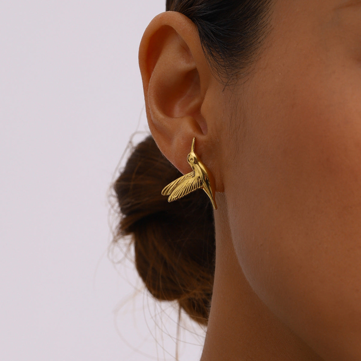 Hummingbird Stud Earrings — gold hummingbird earring detail | THE ARCIVE