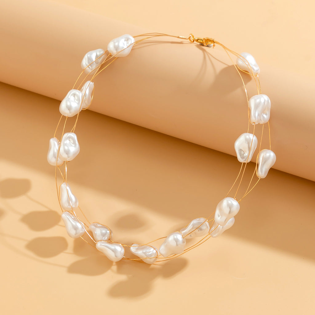 Multi-Strand Pearl Wire Choker — baroque pearl choker detail | THE ARCIVE
