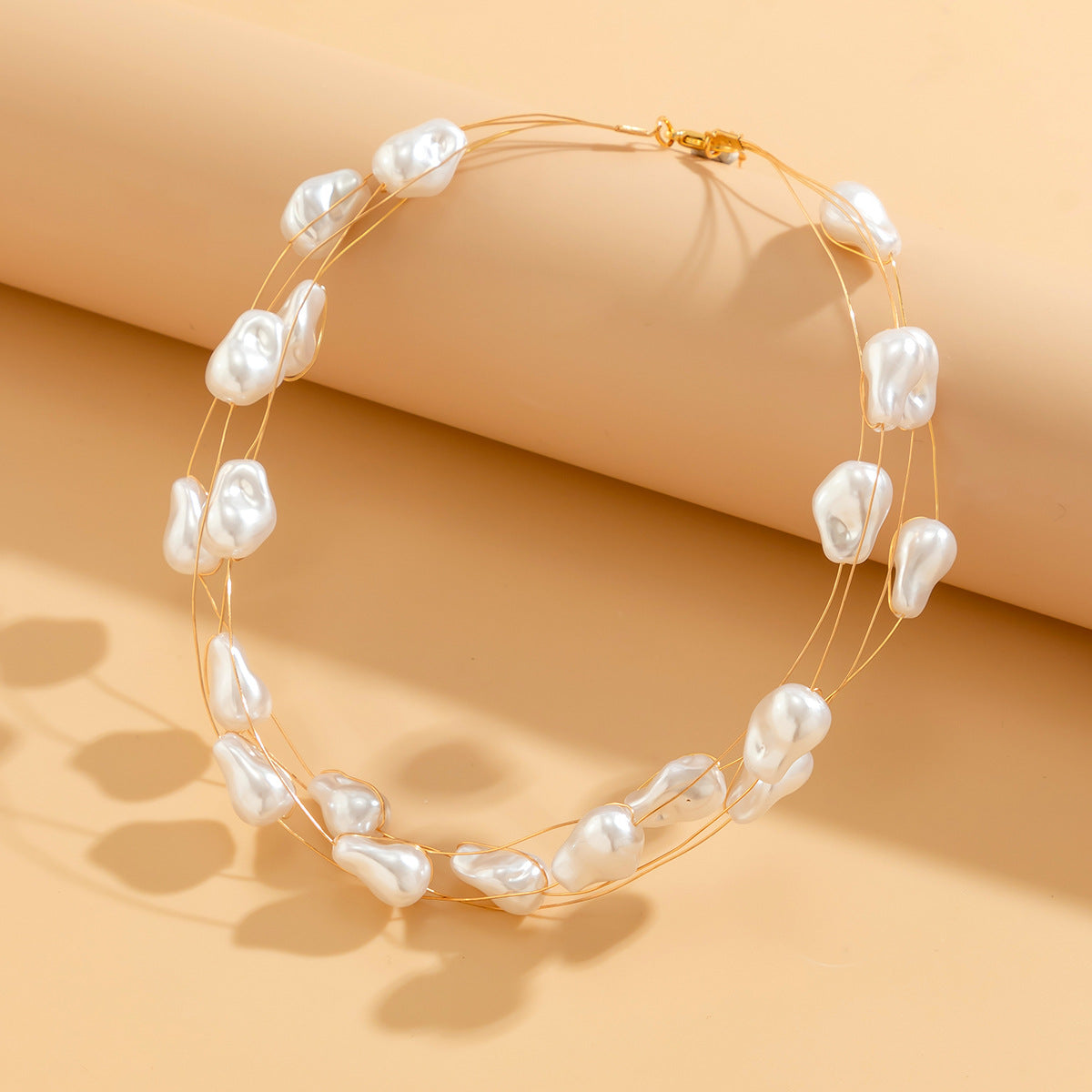 Multi-Strand Pearl Wire Choker — baroque pearl choker detail | THE ARCIVE