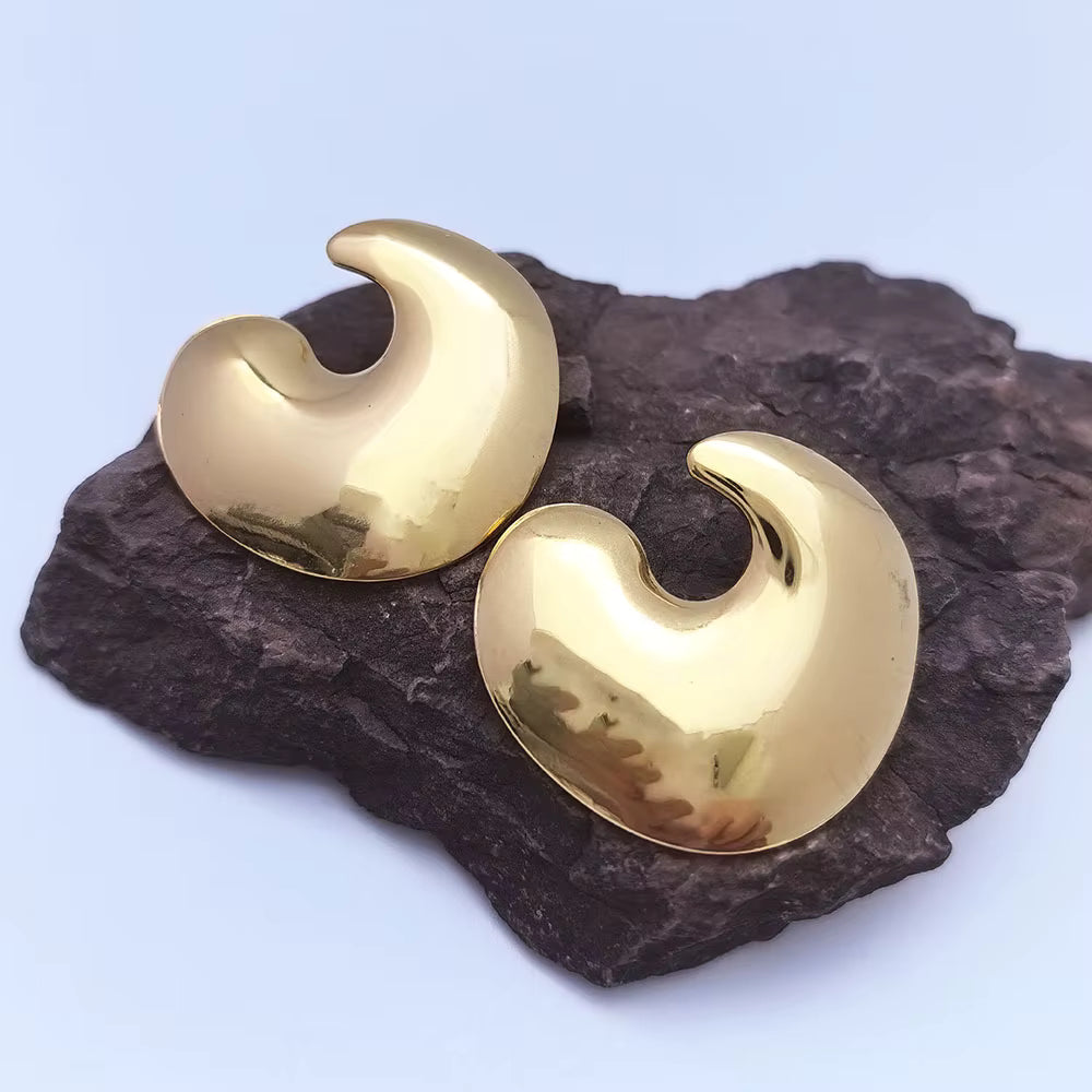 Lune Hoops — gold crescent moon hoops angle | THE ARCIVE