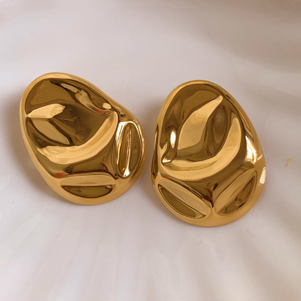 Petal Dome Stud Earrings — sculptural gold dome studs | THE ARCIVE