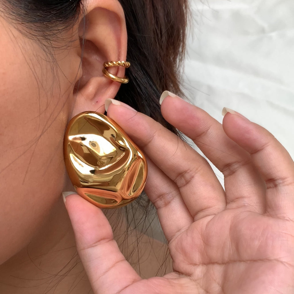 Petal Dome Stud Earrings — sculptural dome stud detail | THE ARCIVE