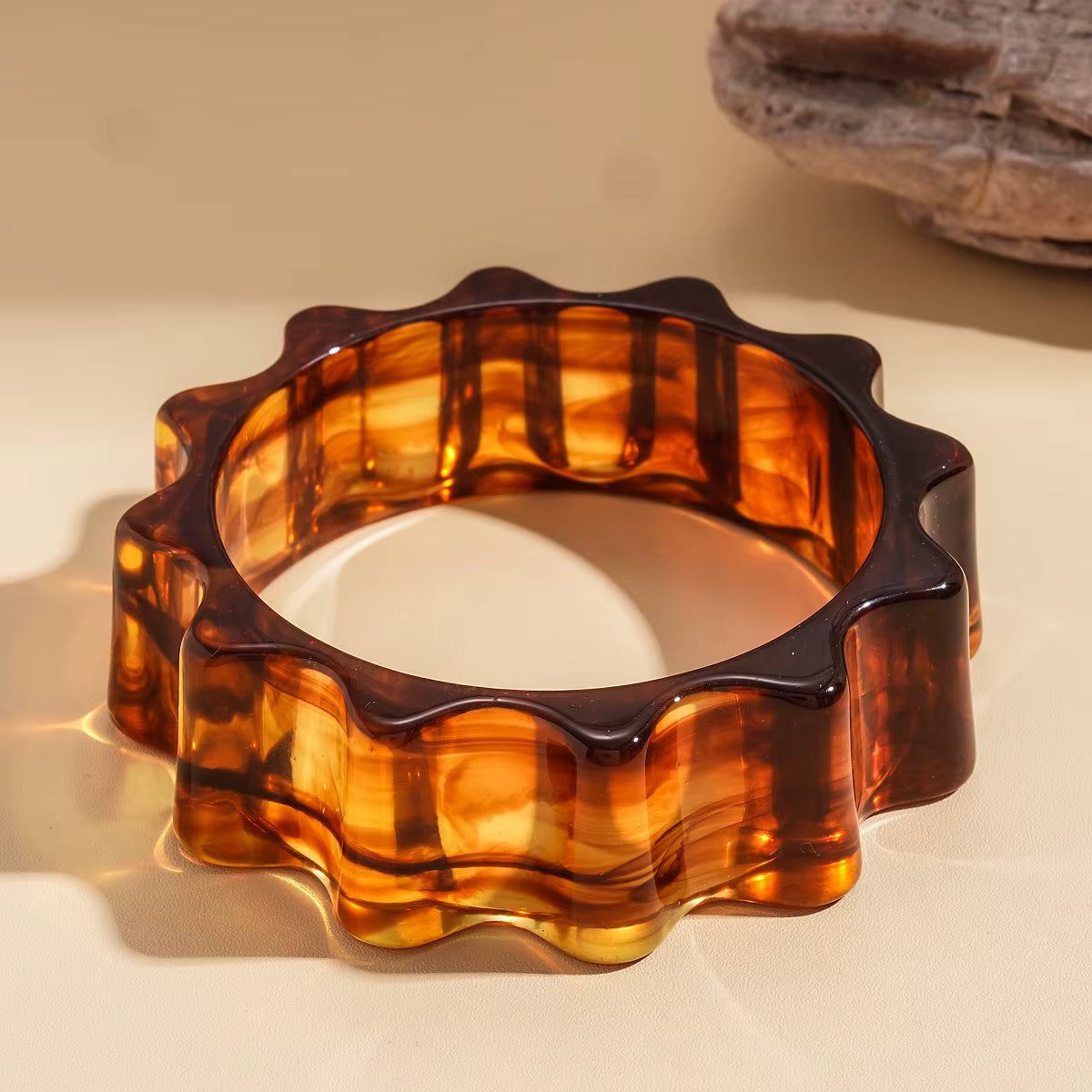 Amber Scallop Statement Bangle — amber scallop cuff detail | THE ARCIVE