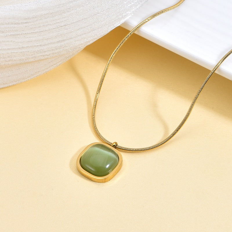 Verdure Pendant Necklace — jade green stone pendant detail | THE ARCIVE