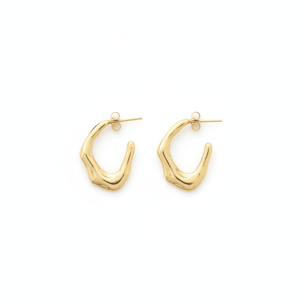Arche Hoops - angular hoop earrings flat lay | THE ARCIVE