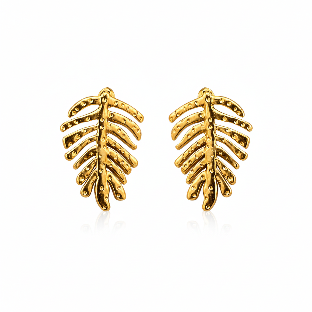 Tropical Leaf Stud Earrings — monstera leaf gold studs | THE ARCIVE