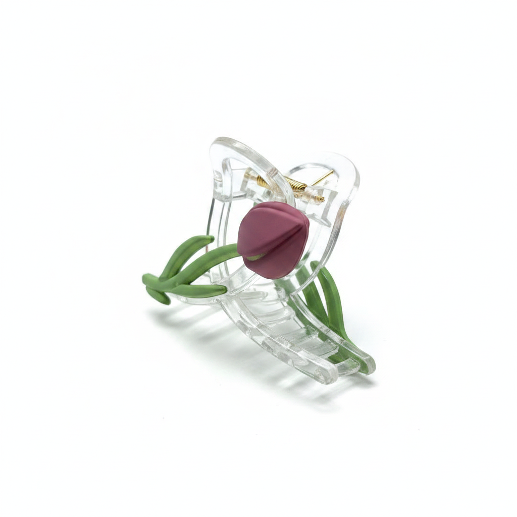 Tulipe Claw Clip - tulip bud hair clip angled view | THE ARCIVE