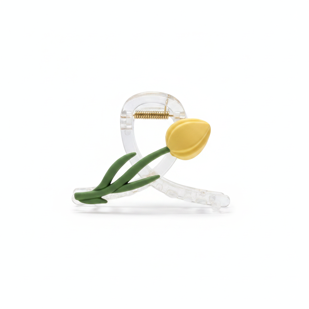 Tulipe Claw Clip in Yellow - yellow tulip claw clip front view | THE ARCIVE