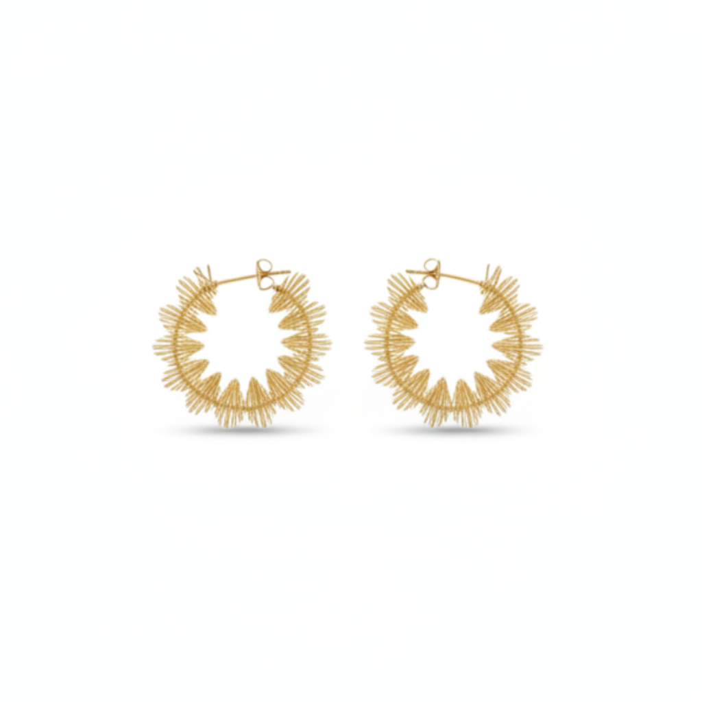 Soleil Hoops - starburst gold hoop earrings | THE ARCIVE