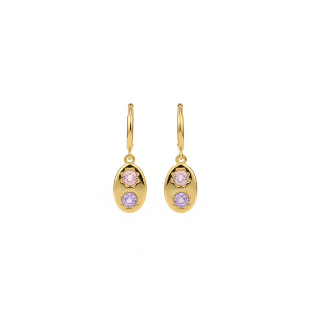 Gemme Drops - dual stone huggie hoop earring detail | THE ARCIVE