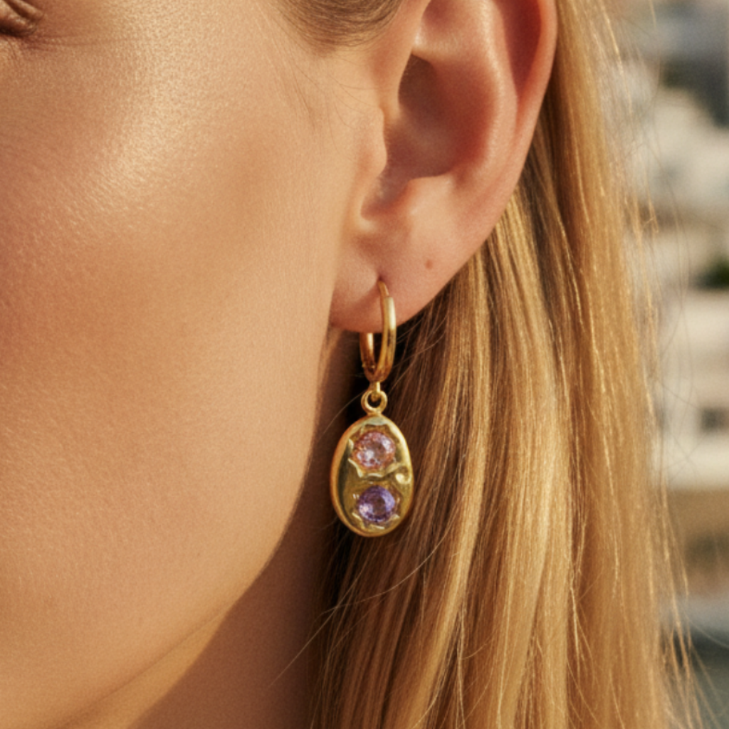 Gemme Drops - zircon drop earrings on model | THE ARCIVE