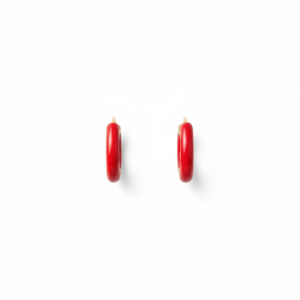 Rouge Hoops - red enamel huggie hoop earrings | THE ARCIVE