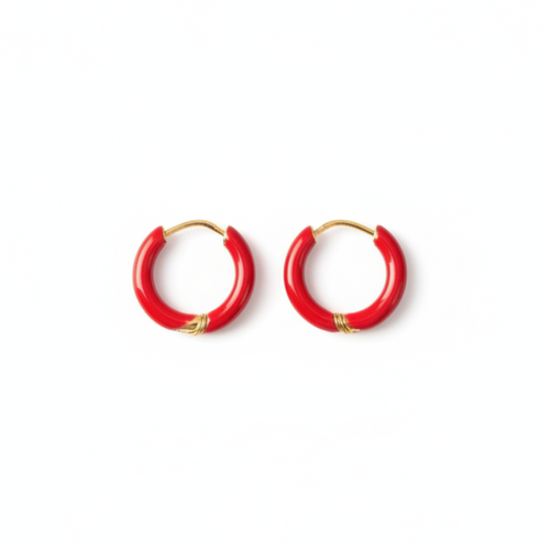 Rouge Hoops — gold red enamel hoops flat lay | THE ARCIVE