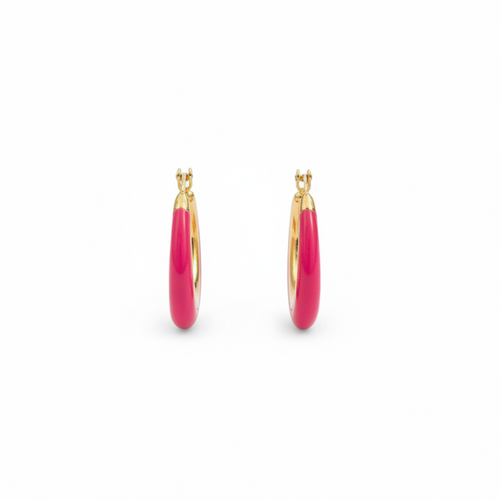Fuchsia Hoops - fuchsia enamel hoop earring detail | THE ARCIVE