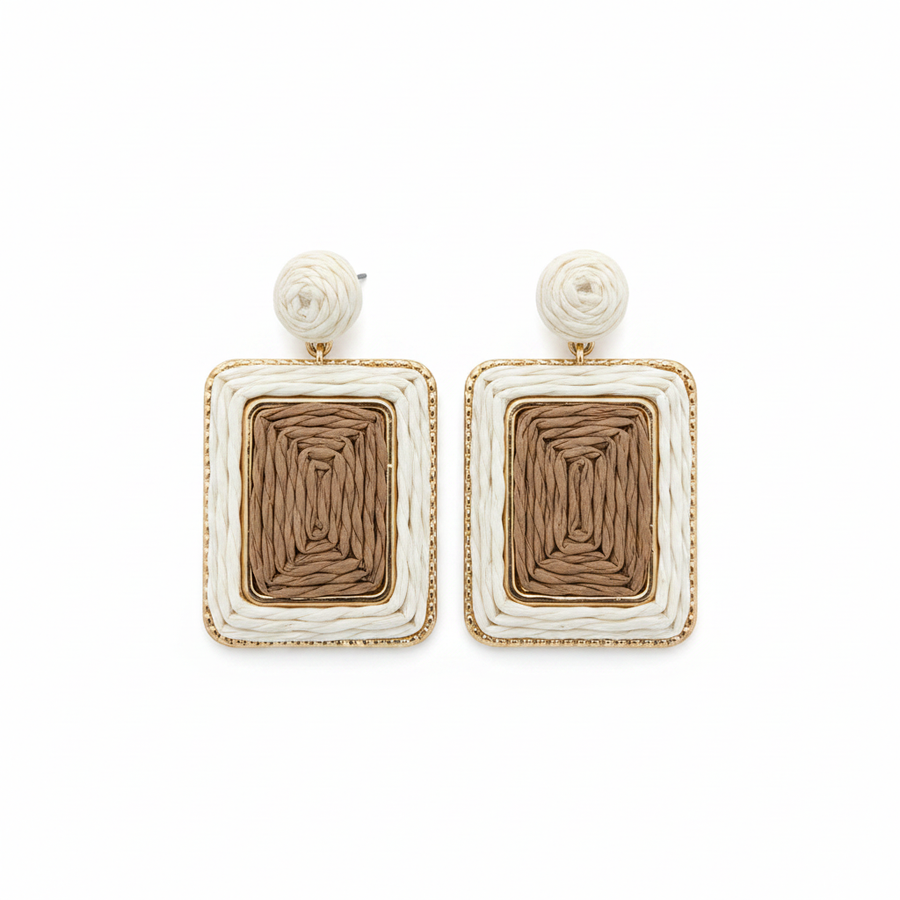 Tile Studs, square resin stud earrings in warm brown, product view | THE ARCIVE