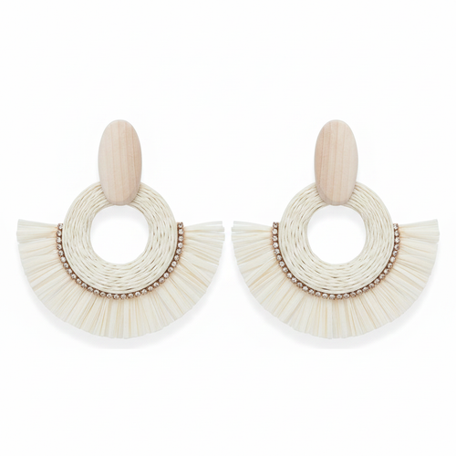 Eventail Raffia Drops — natural raffia fan drop earrings | THE ARCIVE