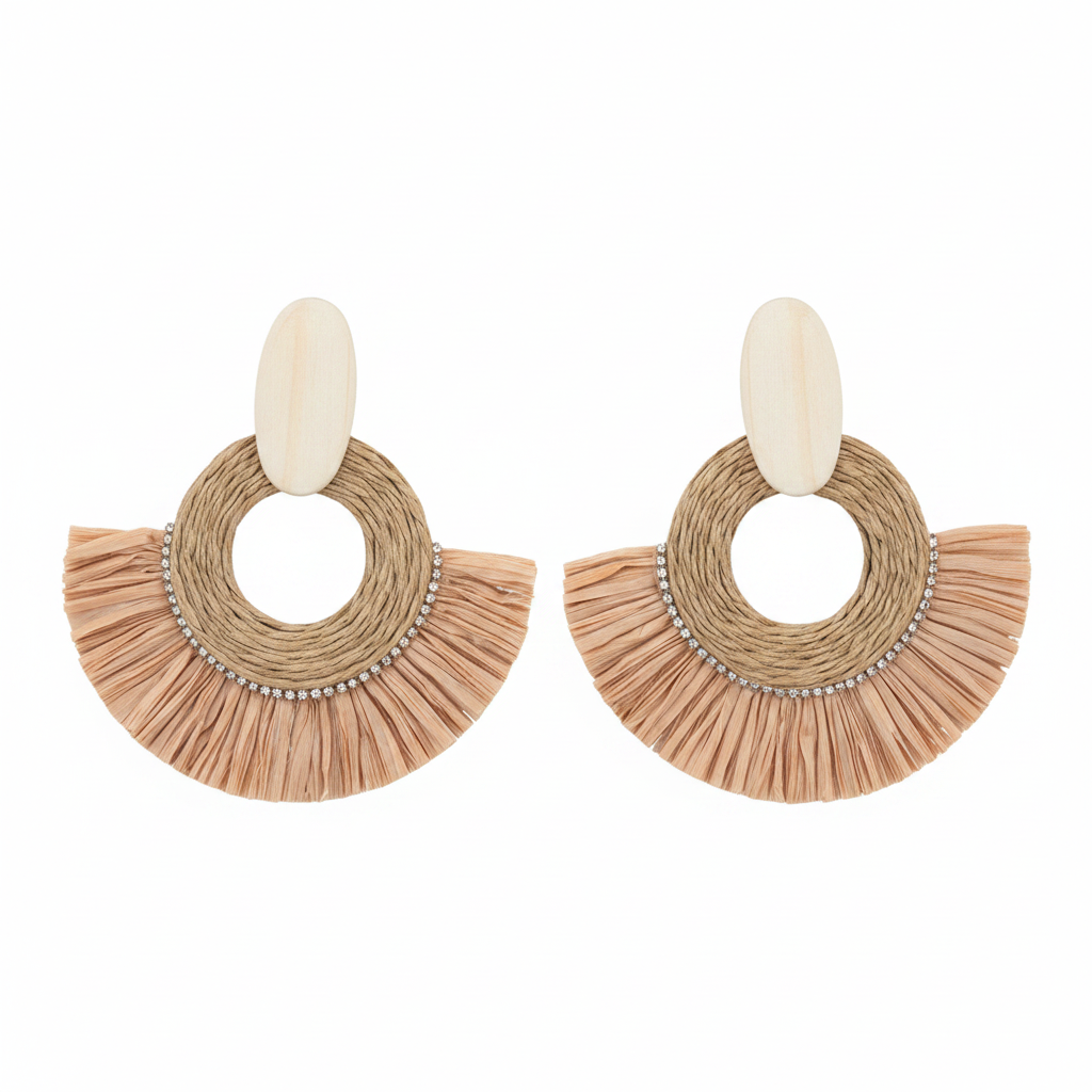 Eventail Raffia Drops — raffia fan earrings detail | THE ARCIVE