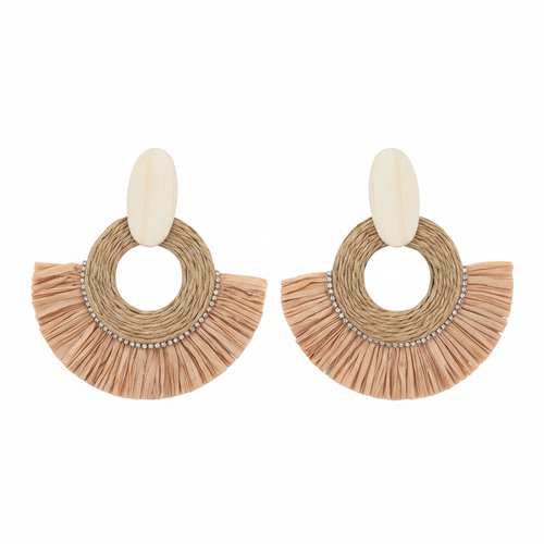 Eventail Raffia Drops — raffia fan earrings detail | THE ARCIVE