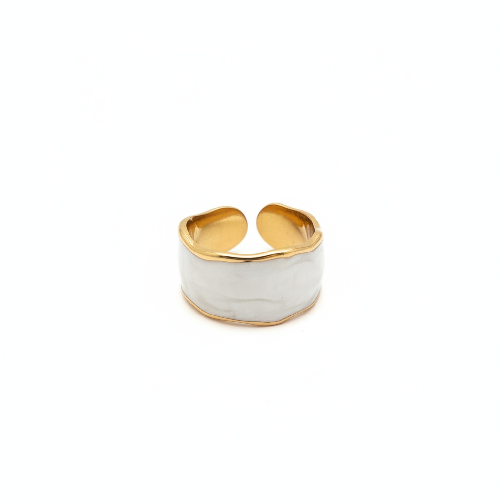 Émail Ring - white enamel open cuff ring | THE ARCIVE