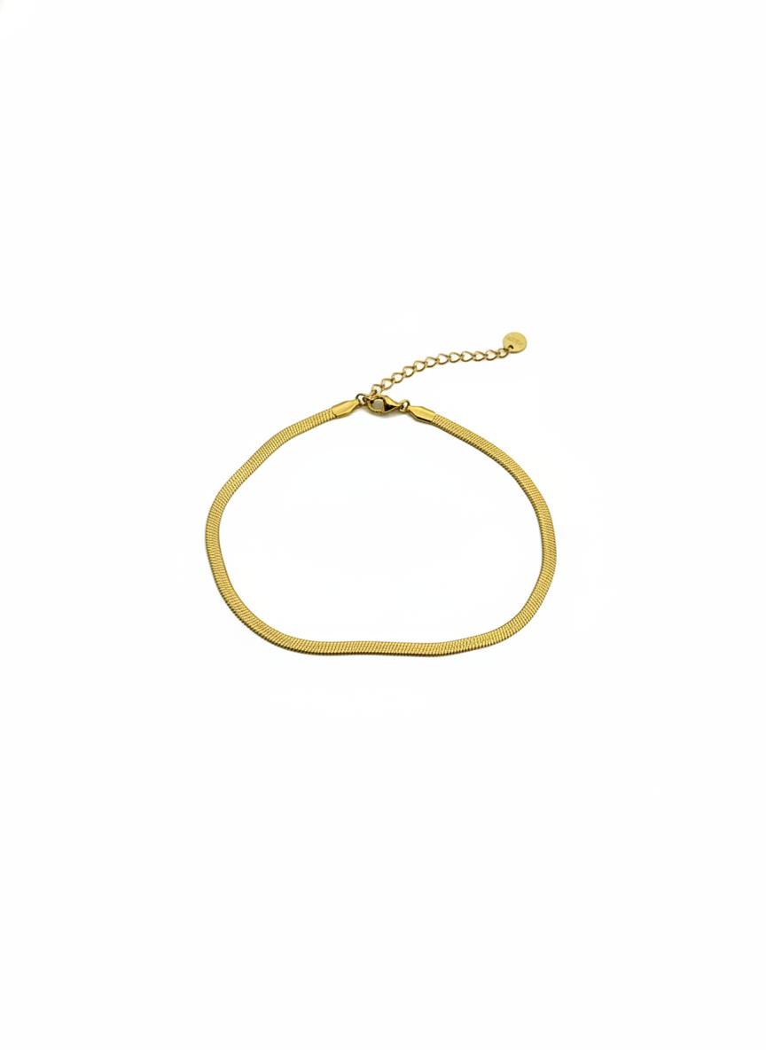 Serpent Anklet — 18K gold plated snake chain anklet front | THE ARCIVE