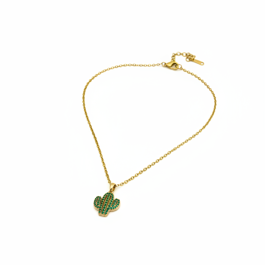 Cactus Charm Necklace — pavé cactus pendant on rolo chain | THE ARCIVE