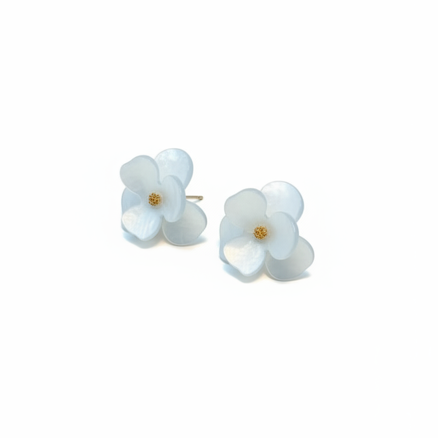 Magnolia Studs - white flower gold stud earrings | THE ARCIVE