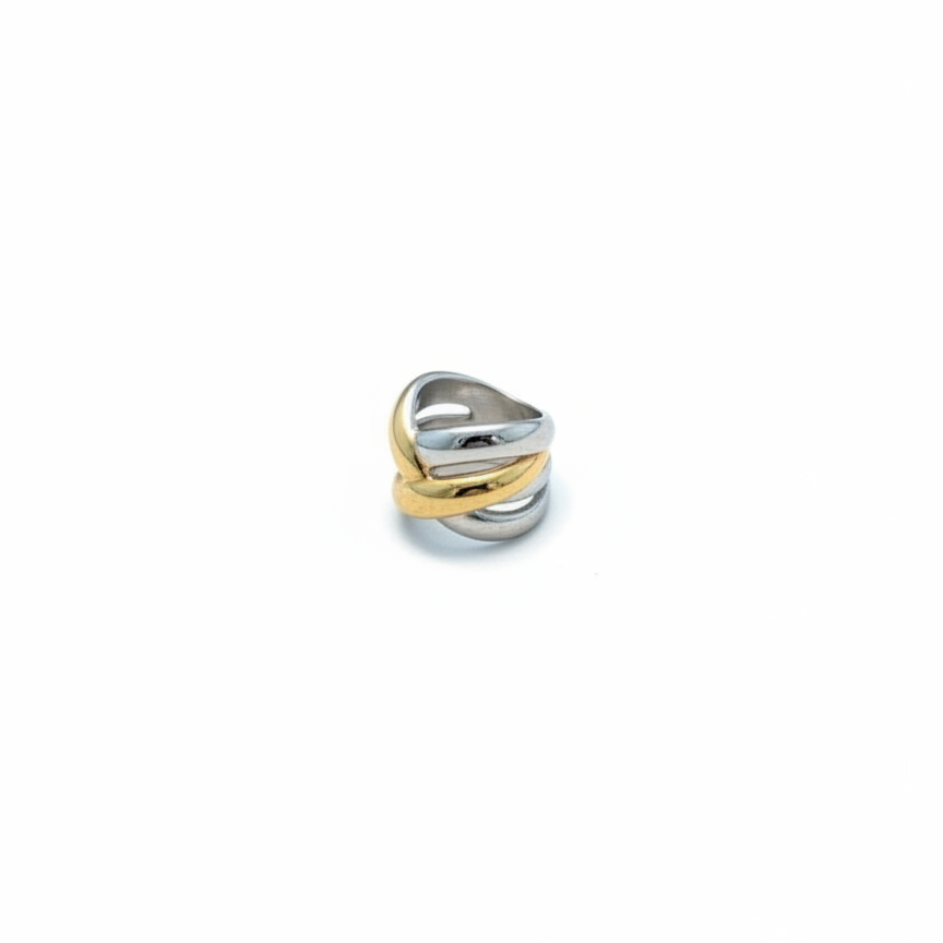 Croisé Ring — two-tone cross-over band ring | THE ARCIVE