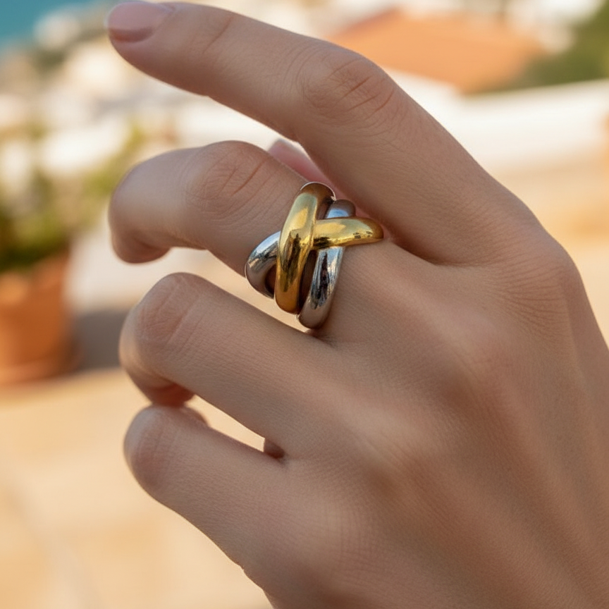 Croisé Ring — two-tone ring angle view | THE ARCIVE