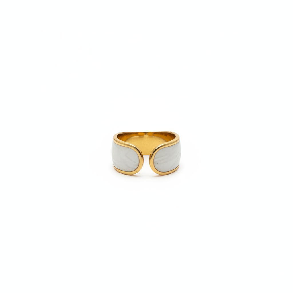 Émail Ring - wide white enamel cuff ring flat lay | THE ARCIVE