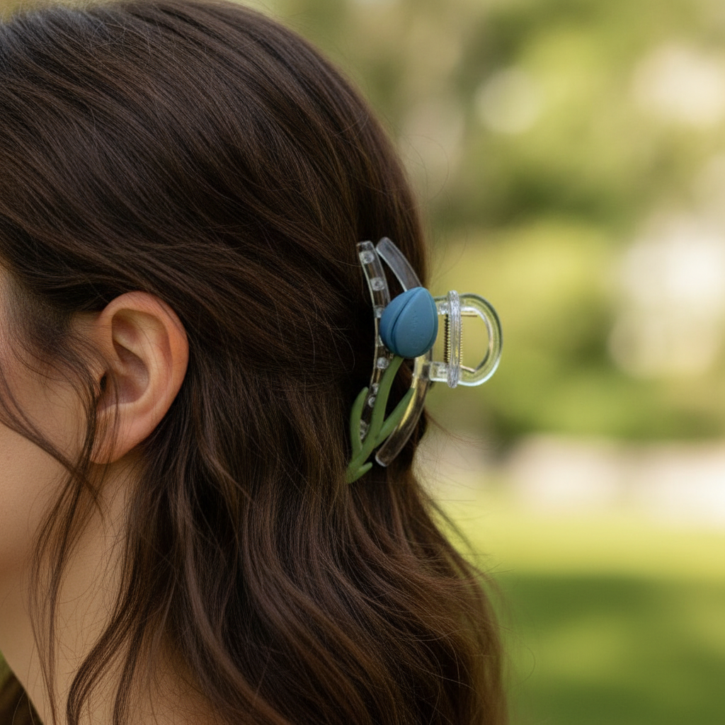 Tulipe Claw Clip - floral claw clip worn in hair | THE ARCIVE