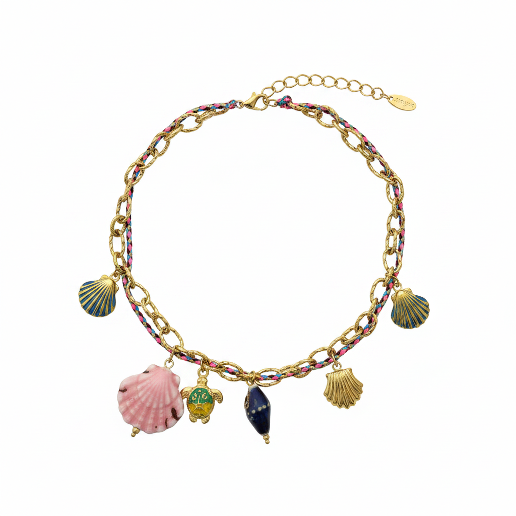 Plage Charm Necklace — ocean charm necklace with shells and turtle | THE ARCIVE