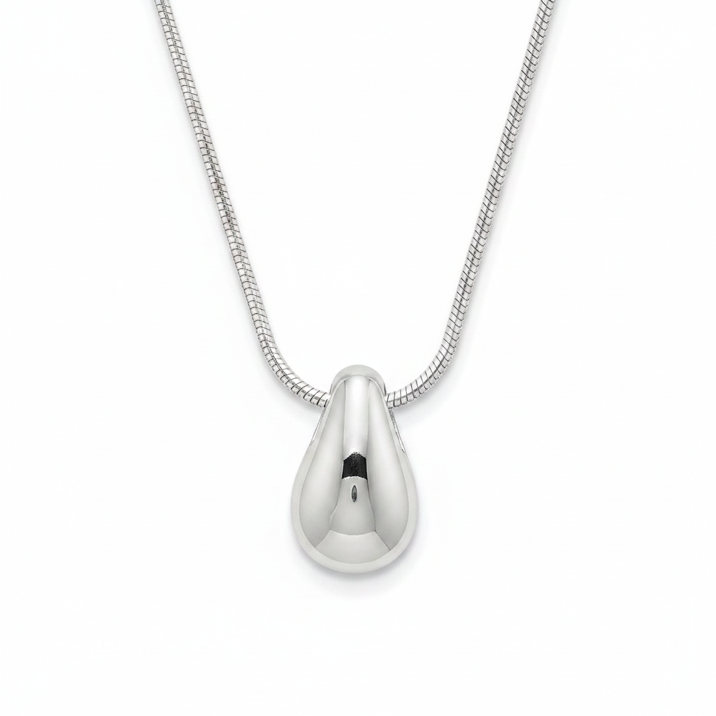 Larme Pendant Necklace — oversized silver teardrop pendant detail | THE ARCIVE