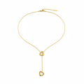 Double Cœur Lariat Necklace — double heart Y-drop gold necklace | THE ARCIVE
